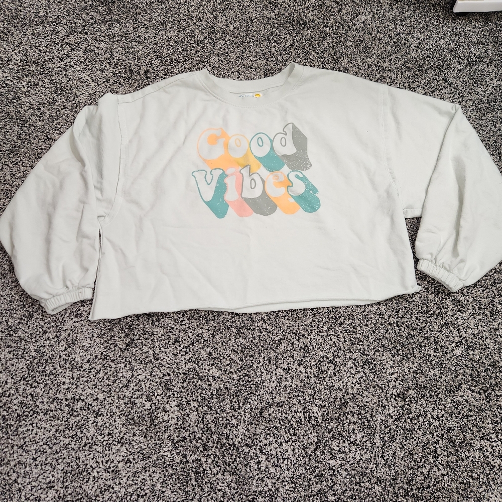 C And C‎ California Good Vibes Graphic Crop Mint Light Green Size Medium Boho